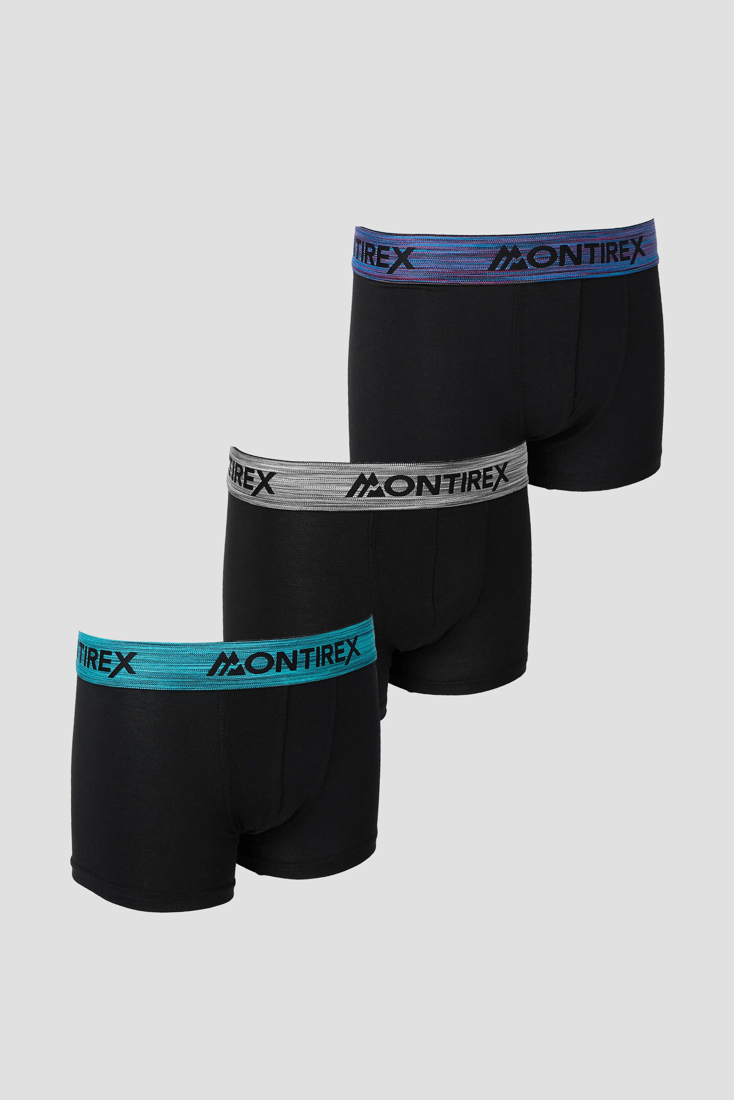 Boys 3 Pack Trail Boxer - Black/Blue/Grey/Teal