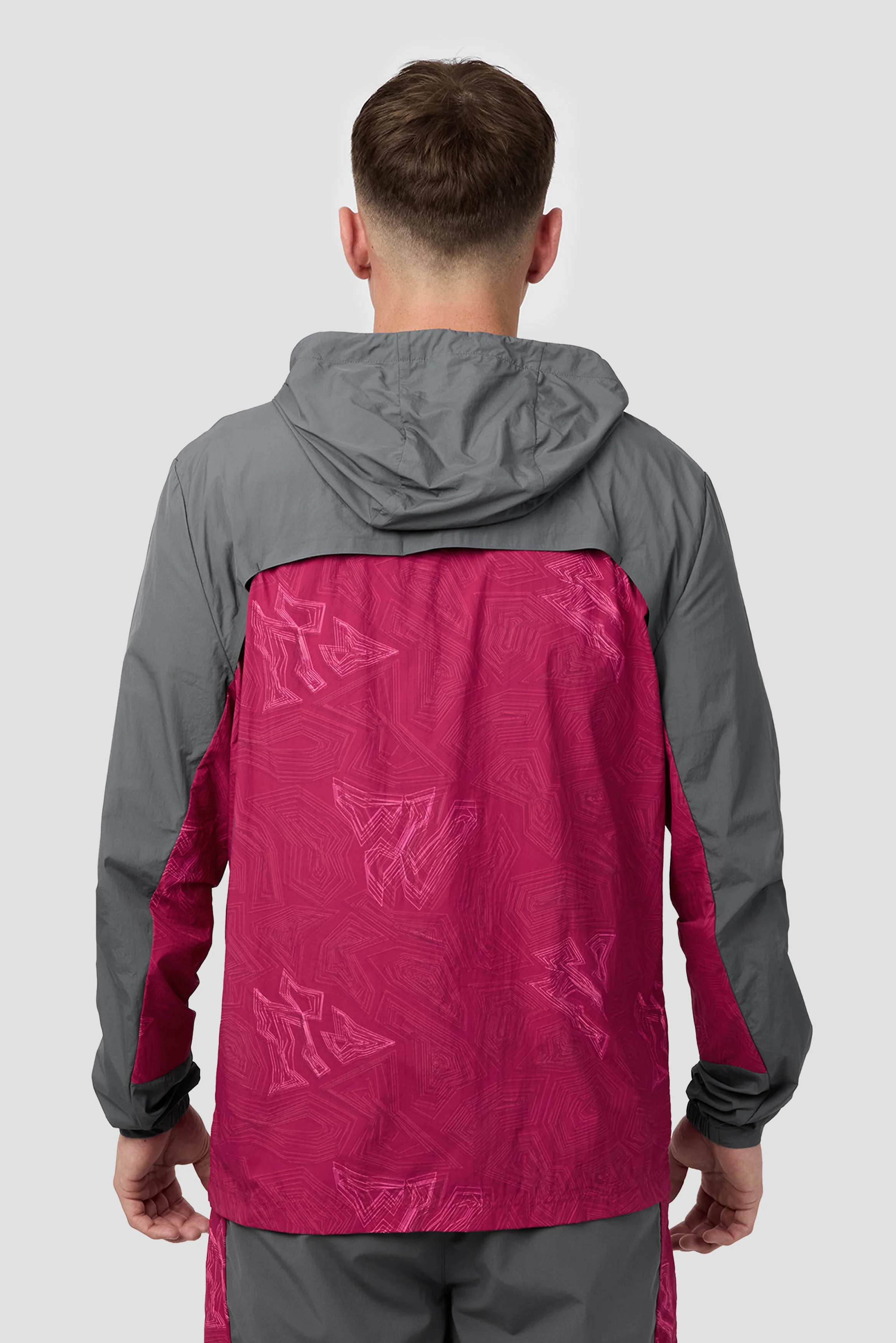 Geo M Print Windbreaker - Slate Grey/Cherry - Image 2