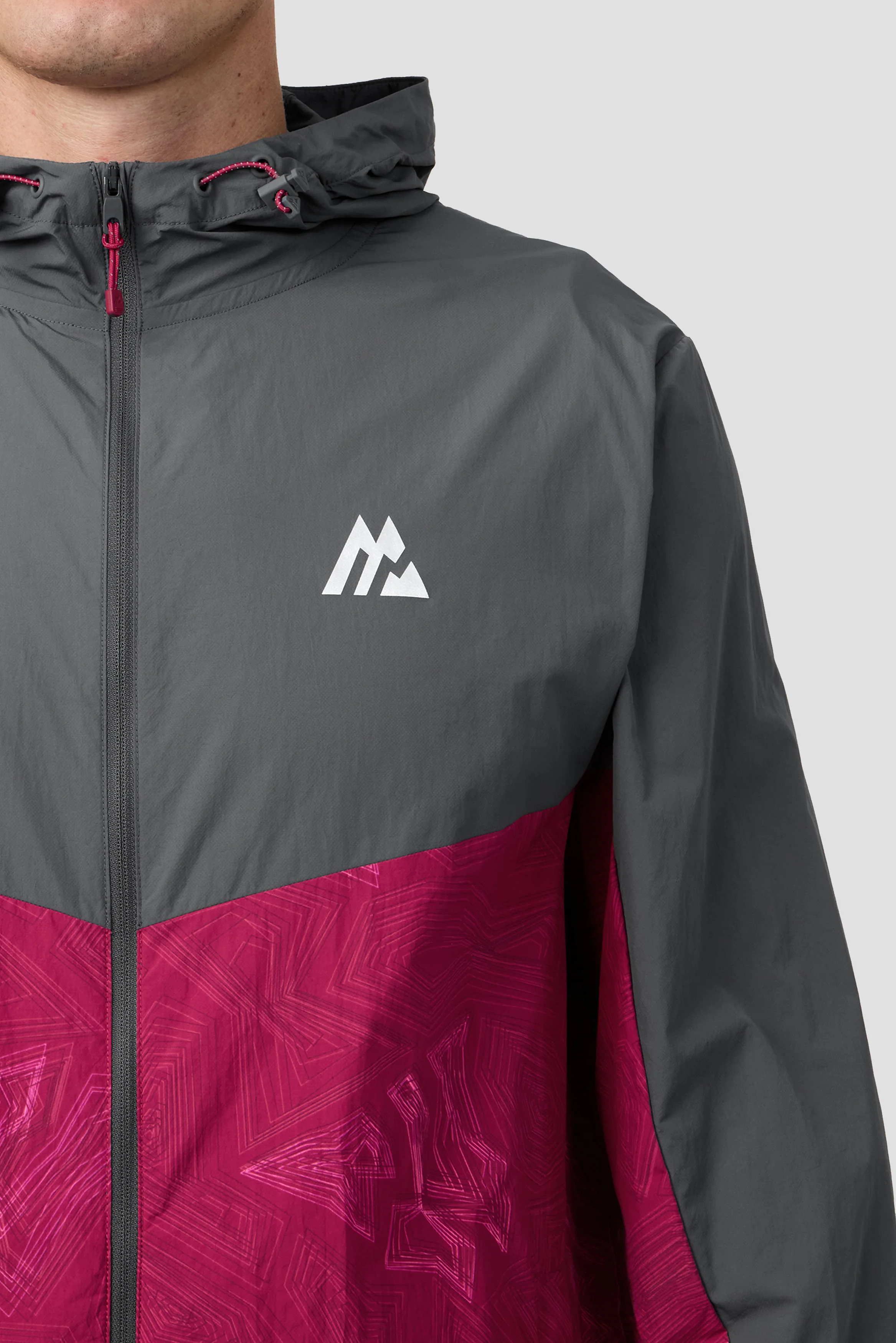 Geo M Print Windbreaker - Slate Grey/Cherry - Image 5