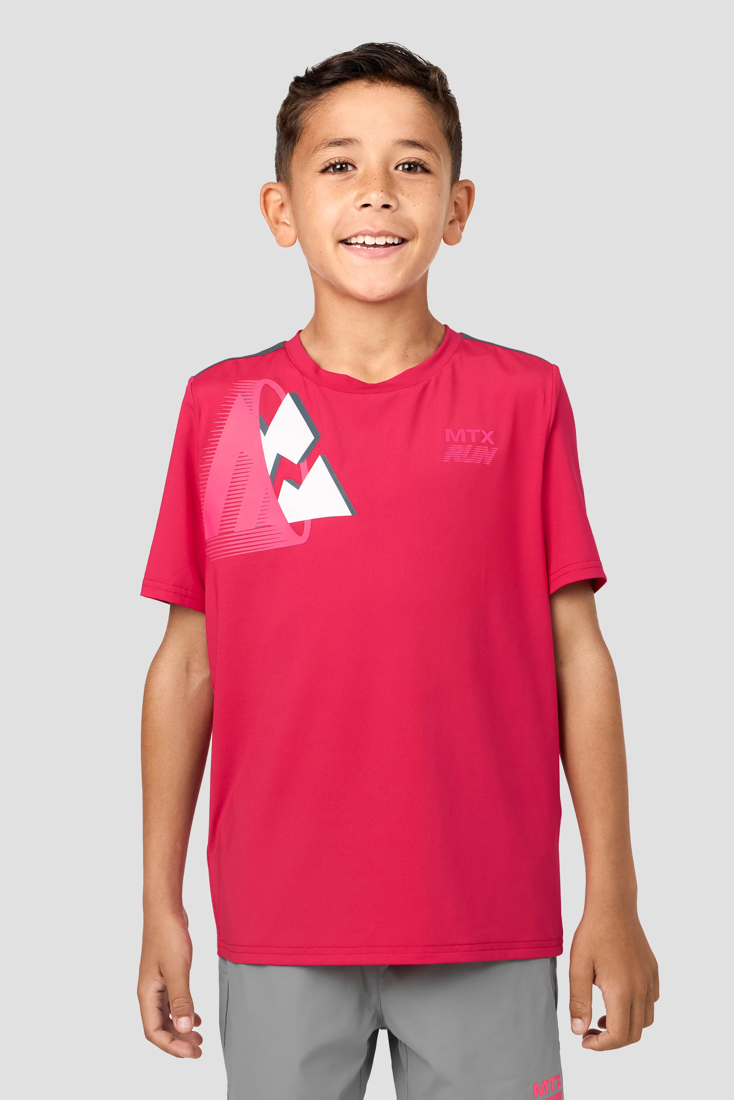 Boys MTX Run T-Shirt - Pomegranate/Slate Grey