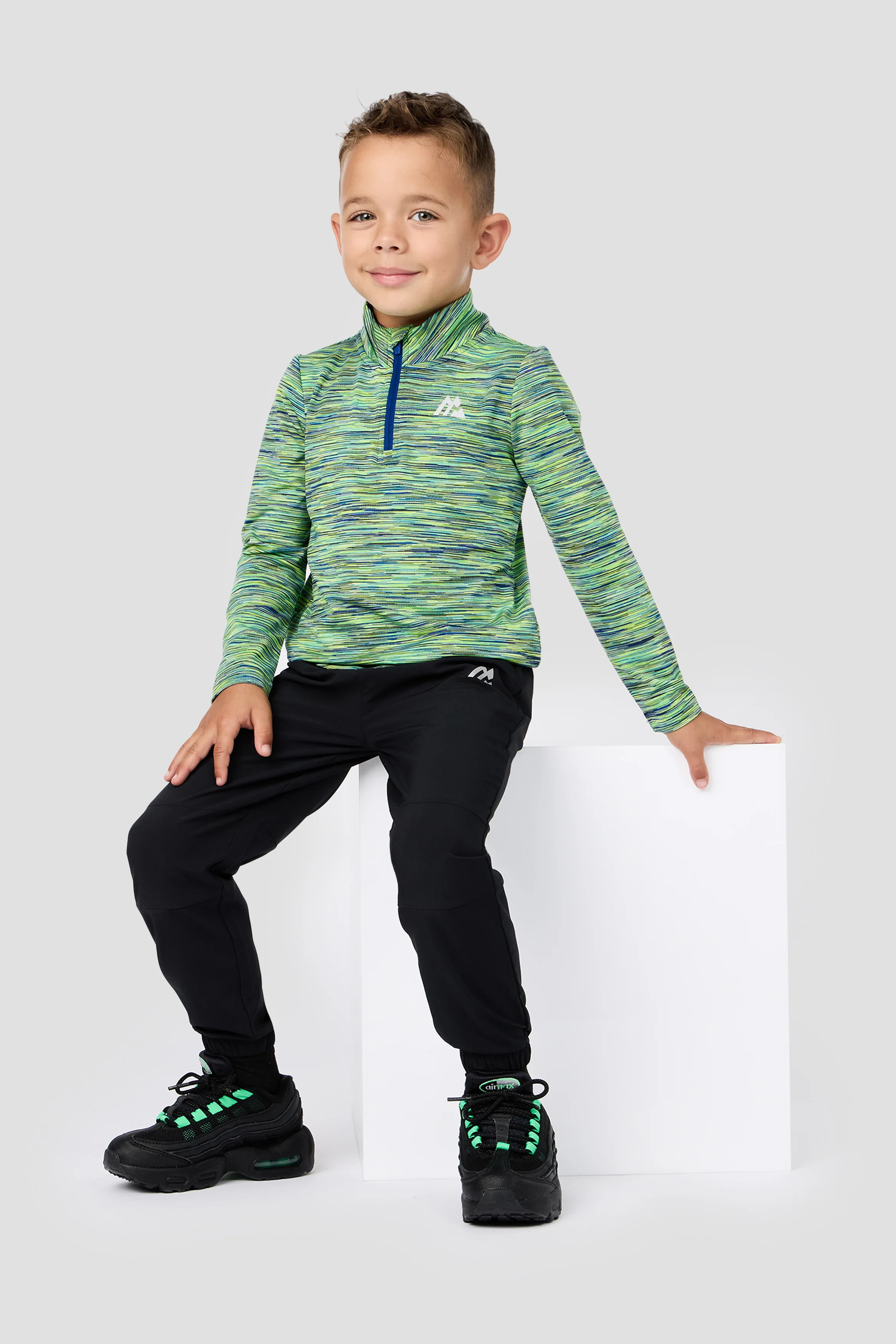 Infant Boys Trail 1/4 Zip/Pant Set - Blue/Neon Green/Black - Image 3