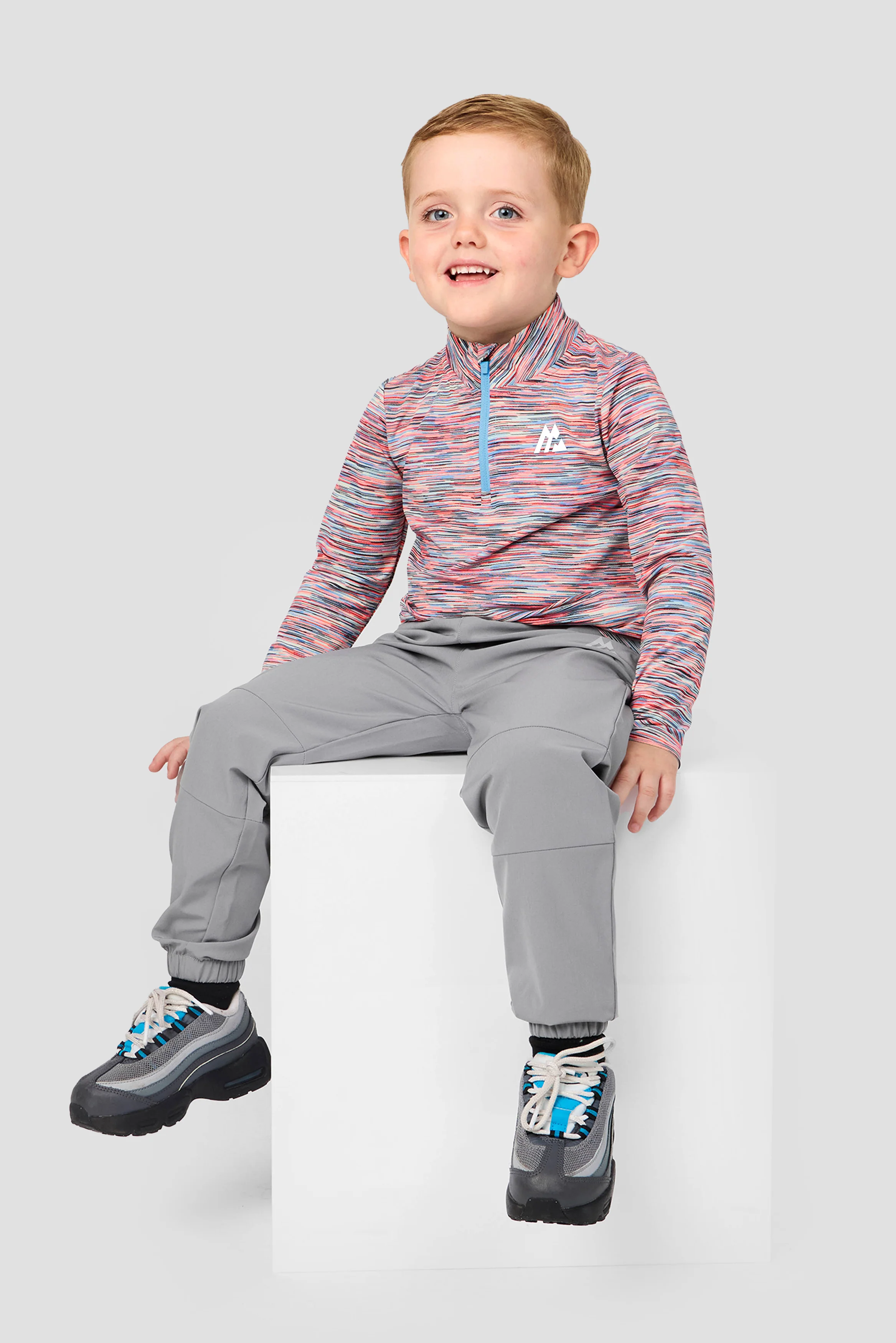 Infant Boys Trail 1/4 Zip - Blue/Coral/Black - Image 3