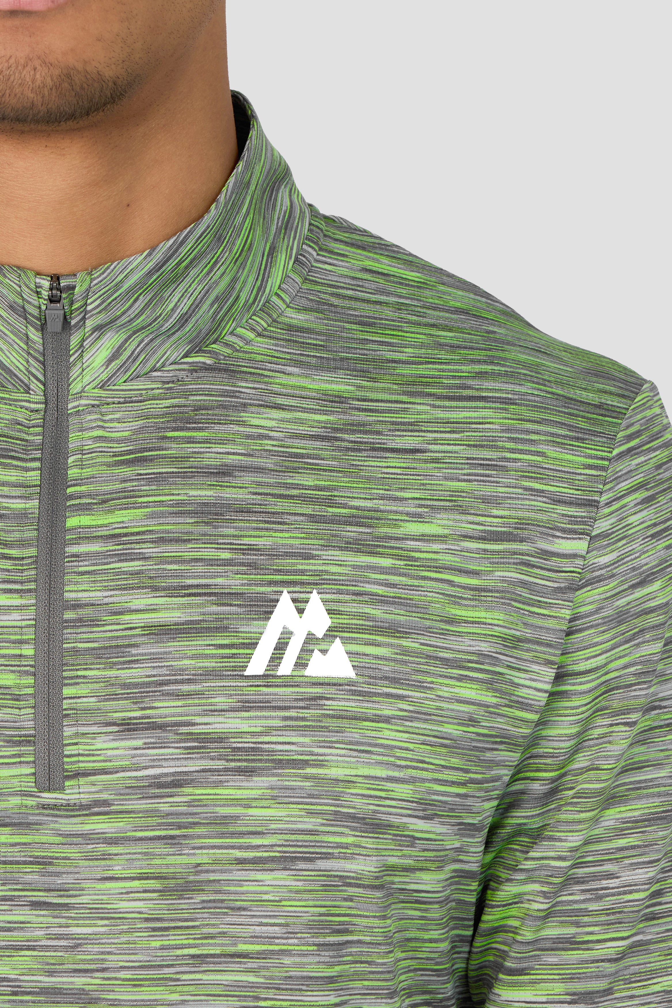 Trail 1/4 Zip - Grey/Neon Green - Image 3