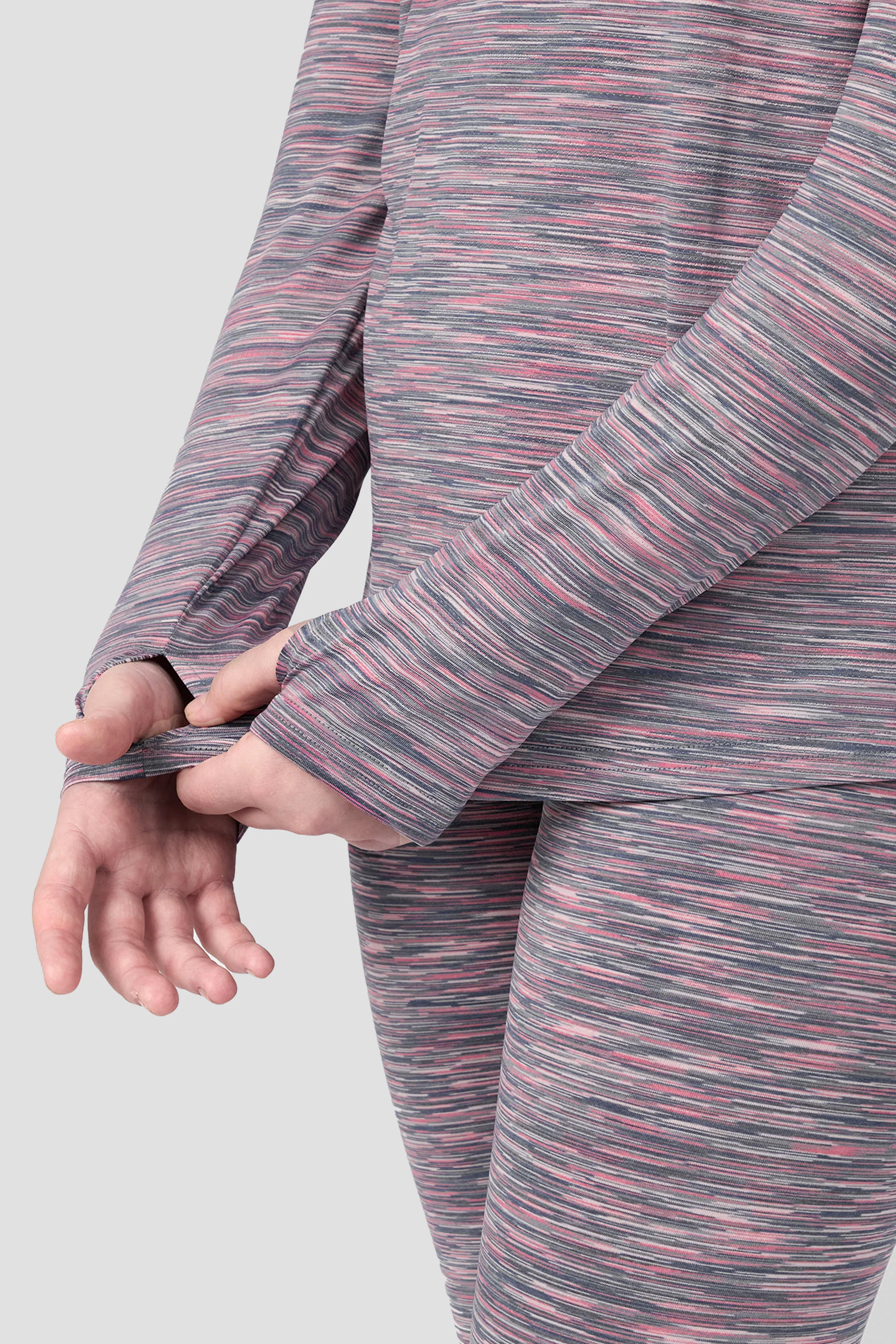 Girls Trail 1/4 Zip - Grey Multi/Pink - Image 4