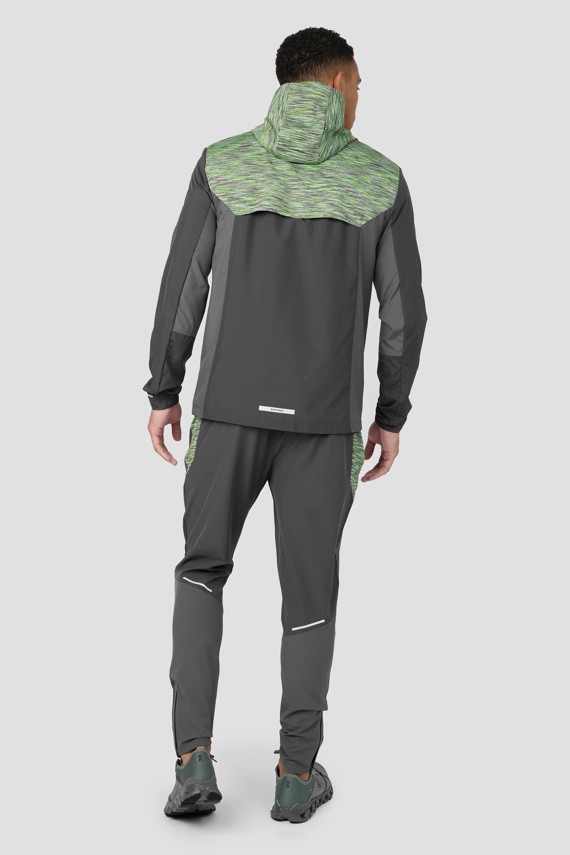 Trail Panel Running Pant - Grey/Neon Green - Image 4