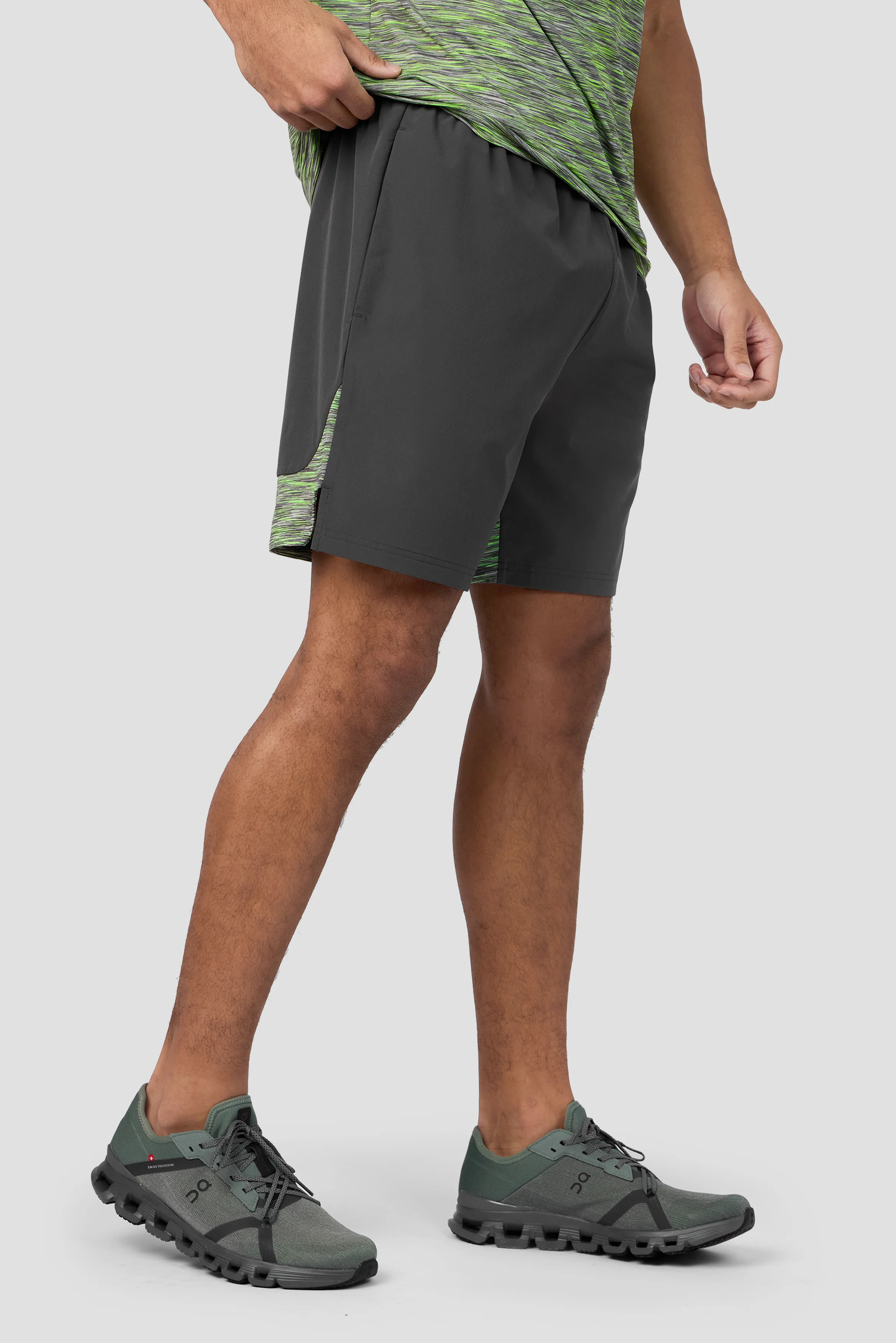 Trail Panel Short - Grey/Neon Green - Image 2