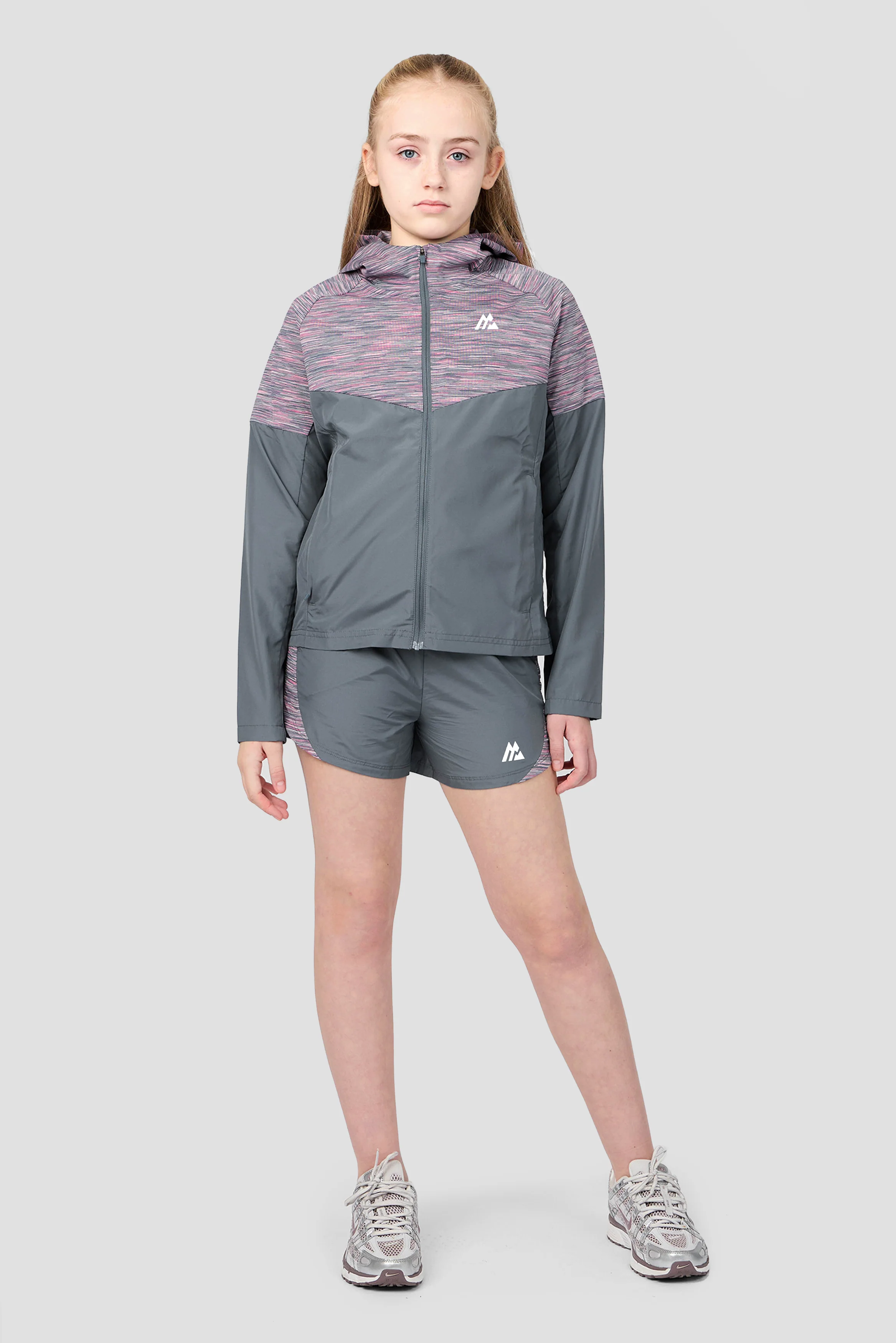 Girls Trail Panel Short - Grey Multi/Pink - Image 3